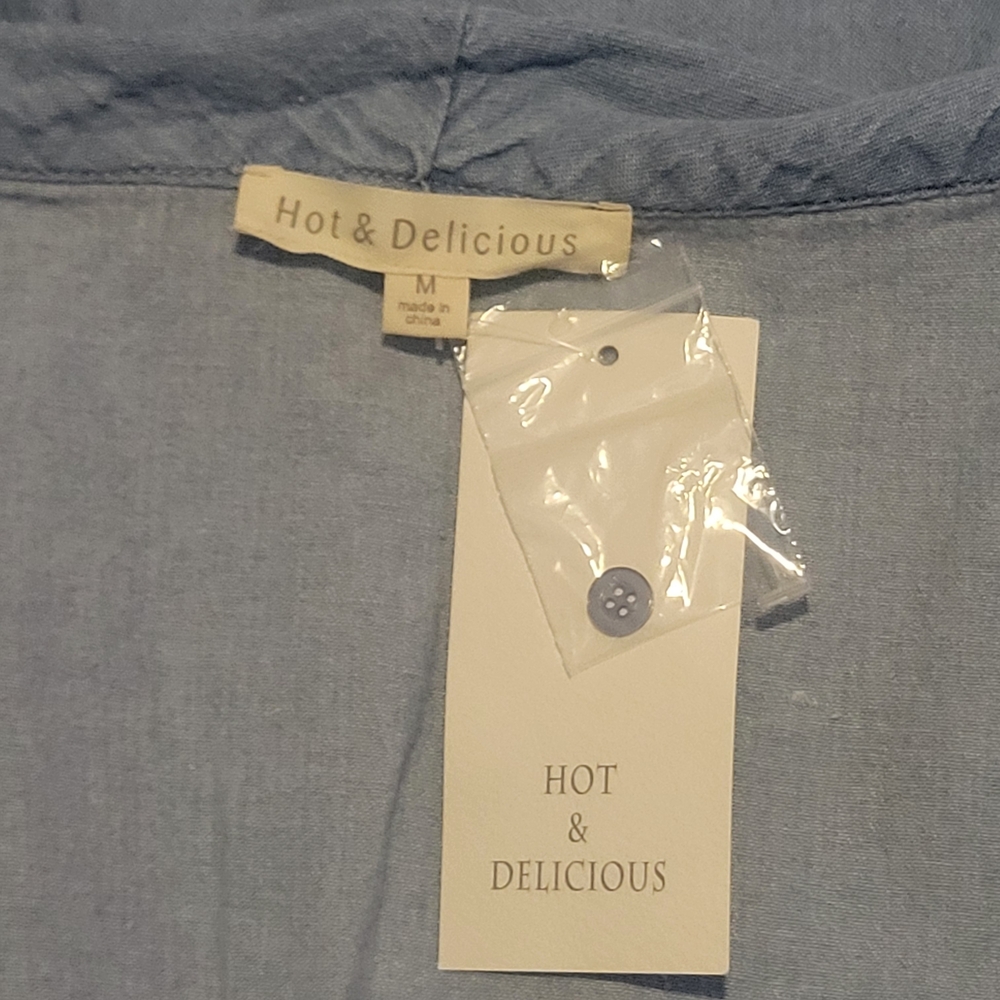 Hot & Delicious Light Blue Frayed Mini Dress - NWT - Picture 3 of 5